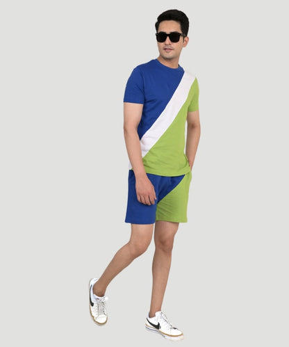 Men's Multicolor Colorblock T-shirt & Shorts Set - A Bold Expression of Style